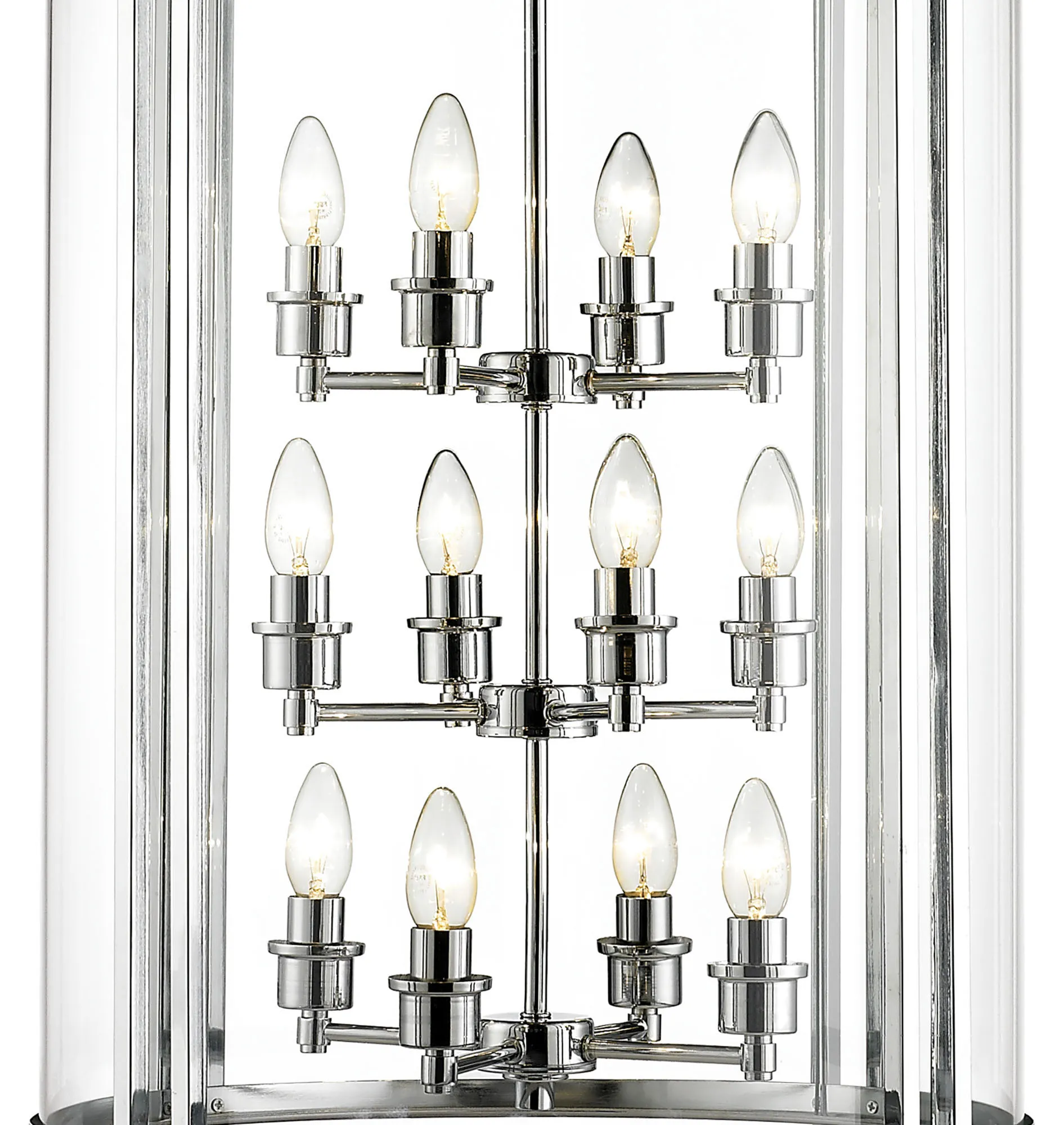 Eaton Glass Pendant 12 Light (17.6kg) Polished Chrome IL31085  Diyas Eaton Polished Chrome
